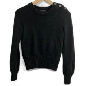 J. Crew Sweater Women Size XXS Black Alpaca Merino Crew Neck